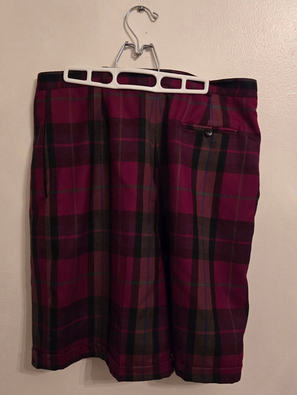 Vintage Nygard Collection Wool Plaid High Waist Walking Bermuda Shorts Size 16 - Picture 2 of 12